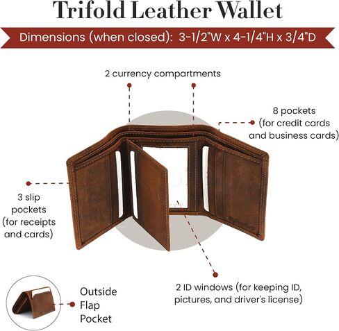 Style N Craft Women's Full Grain Leather RFID Protected Trifold Wallet, Brown in Saudi Arabia
