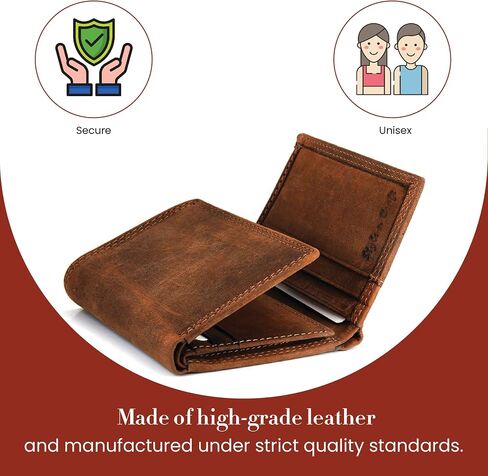 Style N Craft Women's Full Grain Leather RFID Protected Trifold Wallet, Brown in Saudi Arabia
