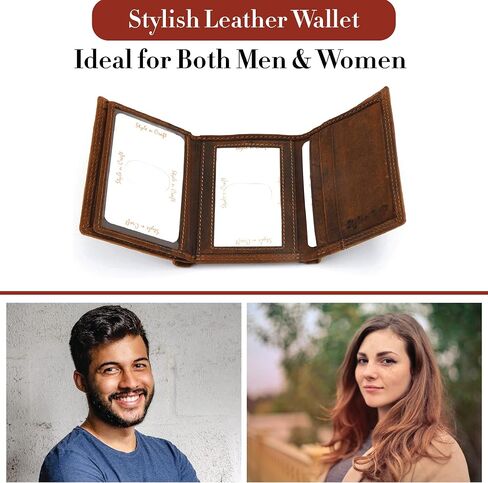 Style N Craft Women's Full Grain Leather RFID Protected Trifold Wallet, Brown in Saudi Arabia