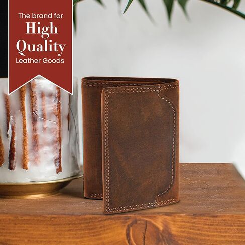 Style N Craft Women's Full Grain Leather RFID Protected Trifold Wallet, Brown in Saudi Arabia