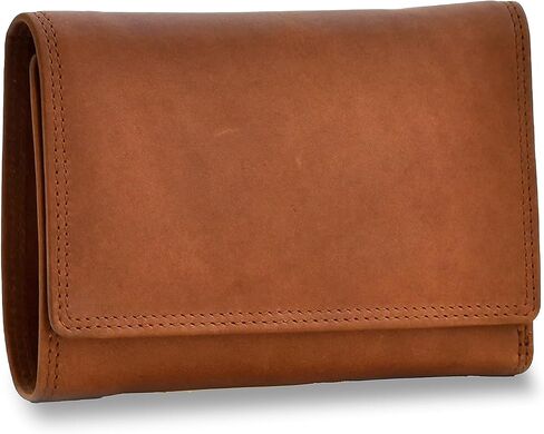 Style N Craft Women's Full Grain Leather RFID Protected Trifold Wallet, Brown in Saudi Arabia