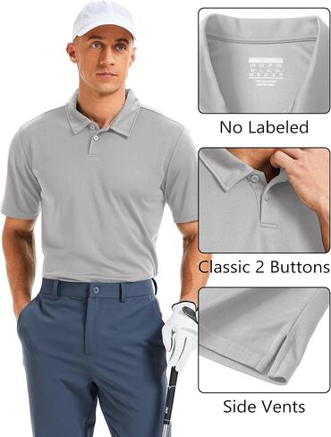 Men's Polo Shirts Short Sleeve Performance Quick Dry Moisture Wicking Collared Shirt for Golf Fishing in Kuwait