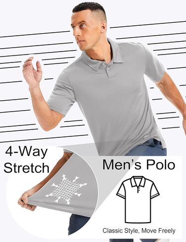 Men's Polo Shirts Short Sleeve Performance Quick Dry Moisture Wicking Collared Shirt for Golf Fishing in Kuwait