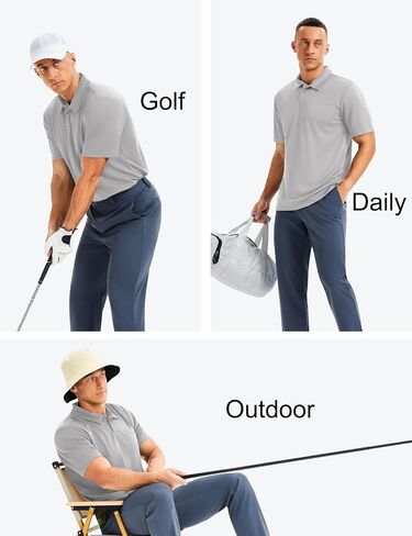 Men's Polo Shirts Short Sleeve Performance Quick Dry Moisture Wicking Collared Shirt for Golf Fishing in Kuwait
