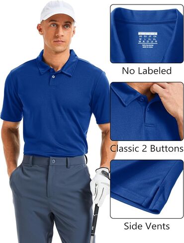 Men's Polo Shirts Short Sleeve Performance Quick Dry Moisture Wicking Collared Shirt for Golf Fishing in Kuwait