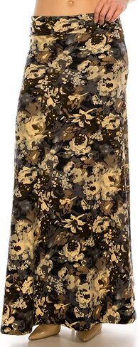 Eevee Women's Printed Foldover Waistband Fashionable Long Maxi Skirt Dress in Kuwait