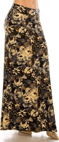 Eevee Women's Printed Foldover Waistband Fashionable Long Maxi Skirt Dress in Kuwait