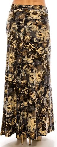 Eevee Women's Printed Foldover Waistband Fashionable Long Maxi Skirt Dress in Kuwait