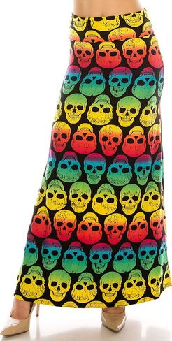 Eevee Women's Printed Foldover Waistband Fashionable Long Maxi Skirt Dress in Kuwait