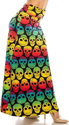 Eevee Women's Printed Foldover Waistband Fashionable Long Maxi Skirt Dress in Kuwait