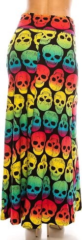 Eevee Women's Printed Foldover Waistband Fashionable Long Maxi Skirt Dress in Kuwait