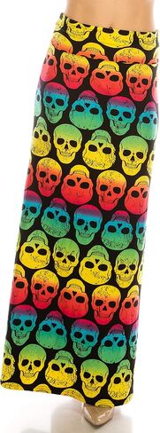Eevee Women's Printed Foldover Waistband Fashionable Long Maxi Skirt Dress in Kuwait