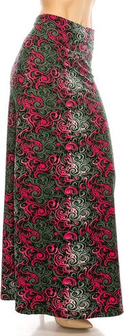 Eevee Women's Printed Foldover Waistband Fashionable Long Maxi Skirt Dress in Kuwait