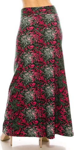 Eevee Women's Printed Foldover Waistband Fashionable Long Maxi Skirt Dress in Kuwait