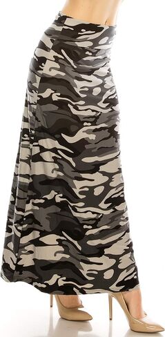 Eevee Women's Printed Foldover Waistband Fashionable Long Maxi Skirt Dress in Kuwait