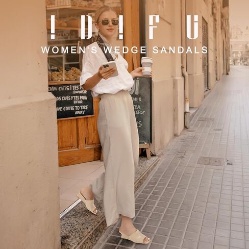 Idifu in2 Wedge Sandals for Women Engy Low Mule Heels Short Square Square Open Open Backless Fress Shoes for Women Summer Wedding Prom Fashion Massion Strendy Strendy Slide on Mours equels heels in Saudi Arabia