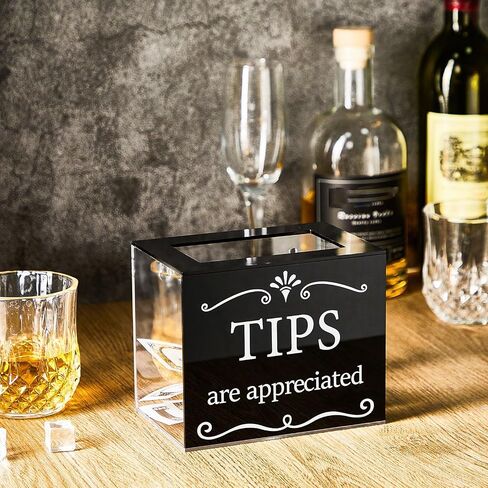 Vesici 2 Pcs Acrylic Tips Jar Donation Tip Bucket 6 x 4 x 5 Inch Collection Money Storage Container Suggestion Box Raffle Cash Box for Bartender Bars Restaurants Musicians Driver Coin (Gold) in Kuwait