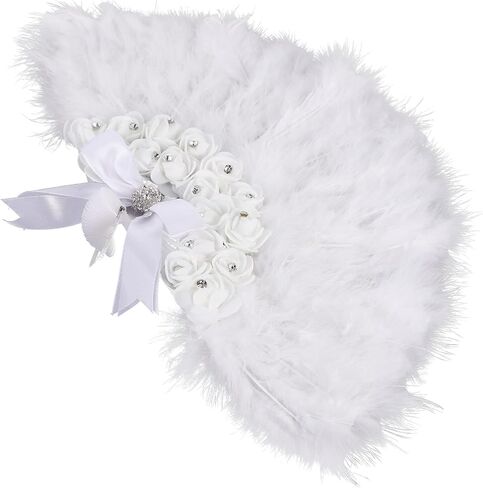 BESPORTBLE Decorative Bride Fan Elegant Wedding Plume Fan for Bridal Parties Performance Prop and Photo Shoots Design Rhinestone Accents for Celebrations and Memorable Moments in Saudi Arabia