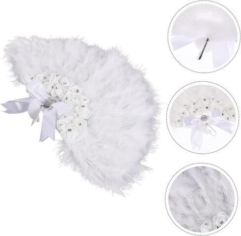 BESPORTBLE Decorative Bride Fan Elegant Wedding Plume Fan for Bridal Parties Performance Prop and Photo Shoots Design Rhinestone Accents for Celebrations and Memorable Moments in Saudi Arabia