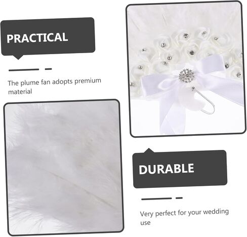 BESPORTBLE Decorative Bride Fan Elegant Wedding Plume Fan for Bridal Parties Performance Prop and Photo Shoots Design Rhinestone Accents for Celebrations and Memorable Moments in Saudi Arabia