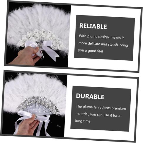 BESPORTBLE Decorative Bride Fan Elegant Wedding Plume Fan for Bridal Parties Performance Prop and Photo Shoots Design Rhinestone Accents for Celebrations and Memorable Moments in Saudi Arabia