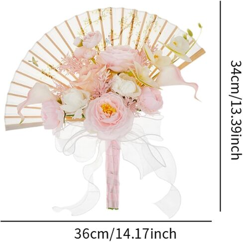 Handheld Floral Fan for Wedding Ceremony and Celebration, Pink in Kuwait