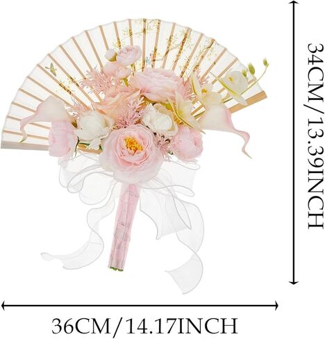 Handheld Floral Fan for Wedding Ceremony and Celebration, Pink in Kuwait