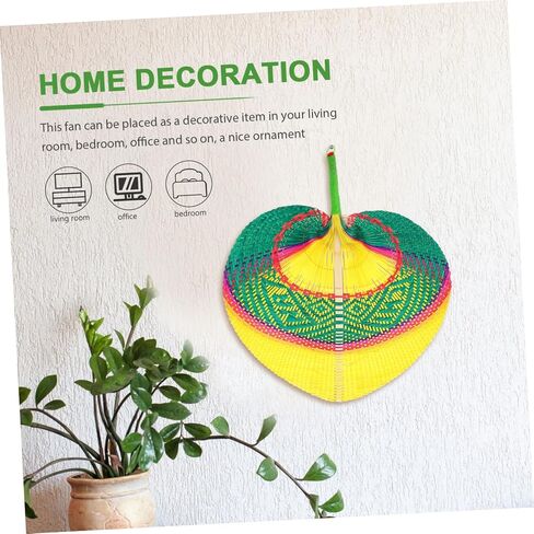 Happyyami Summer Fan Handmade Rattan Handwoved Fan Cooling PU مروحة ديكور للاستخدام الداخلي في الهواء الطلق in Saudi Arabia
