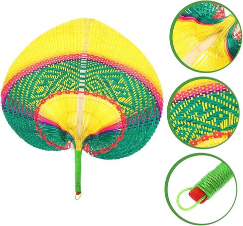 Happyyami Summer Fan Handmade Rattan Handwoved Fan Cooling PU مروحة ديكور للاستخدام الداخلي في الهواء الطلق in Saudi Arabia
