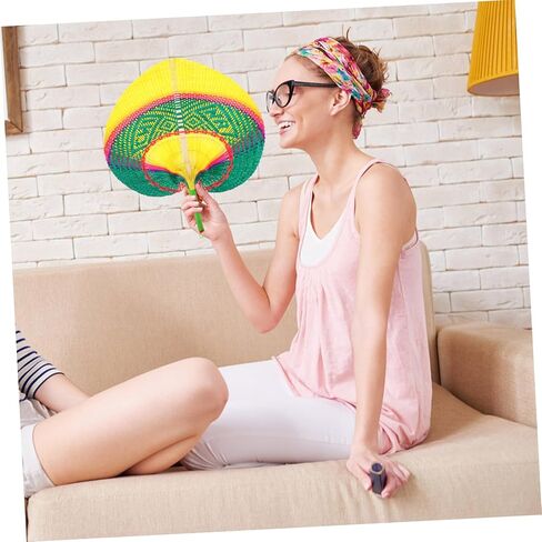 Handmade Woven Fan for Summer Creative Hand Fan for Outdoor Cooling Unique Peach Shape for Home and Travel in Saudi Arabia