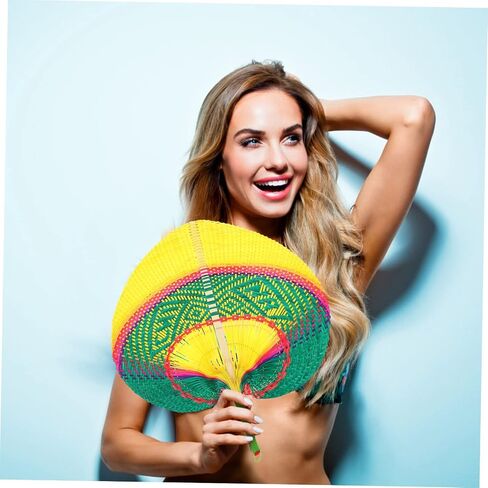 Handmade Woven Fan for Summer Creative Hand Fan for Outdoor Cooling Unique Peach Shape for Home and Travel in Saudi Arabia