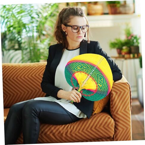 Handmade Woven Fan for Summer Creative Hand Fan for Outdoor Cooling Unique Peach Shape for Home and Travel in Saudi Arabia