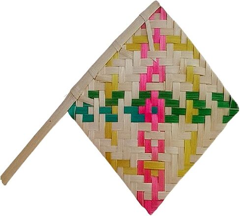 pack of 2 Organic Natural Bamboo Hand Made Hand Fan Pankha Bena for Natural Cool Air with Handle_AB in Saudi Arabia