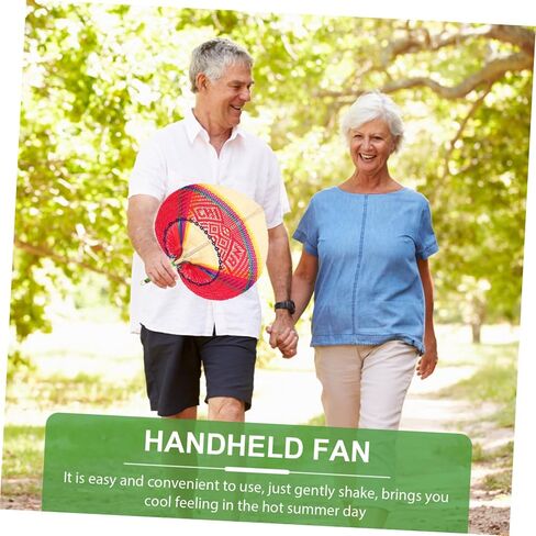 Happyyami Peach-shaped Handwoven Fan Natural Decorative Hand Fan for Summer Cooling Parties and Beach Outings Red White Handmade Craftsmanship for Practical Use in Saudi Arabia