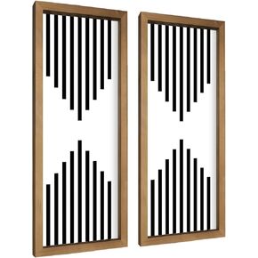 ديكور حائط مخطط باللونين الأبيض والأسود، مقاس 31×9 بوصة، إطار فني جداري خشبي بسيط، ديكورات منزلية لغرفة المعيشة وغرفة النوم والمدخل بتصميم هندسي حديث in Kuwait