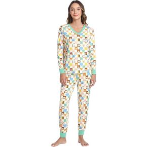 Women's Pajamas Set-Viscose Made from Bamboo,V Neck Long Pjs with Pants Cool Sleepwear Soft Loungewear with Pockets in Kuwait