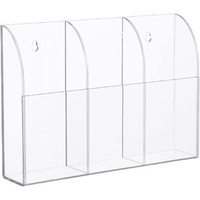 Yeeco Acrylic Remote Control Holder Wall Mount 2 Compartments, Black Remote Holder Wall Mount, 5.3’’×1.6’’×5.6’’ Wall Pen Holder, Pen Holder for Wall, Remote Control, Pens, Makeup, Key in Kuwait