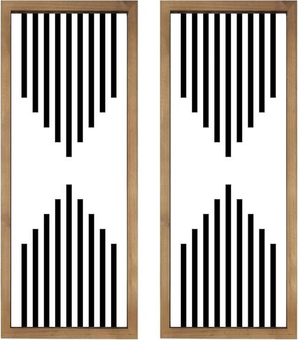 ديكور حائط مخطط باللونين الأبيض والأسود، مقاس 31×9 بوصة، إطار فني جداري خشبي بسيط، ديكورات منزلية لغرفة المعيشة وغرفة النوم والمدخل بتصميم هندسي حديث in Kuwait