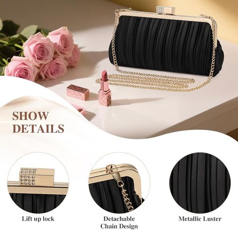 UBAYMAX Clutch Purses for Women Formal Evening Bag Elegant Pleated Satin Evening Clutch Handbags for Prom Party Wedding in Saudi Arabia