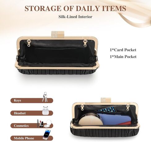 UBAYMAX Clutch Purses for Women Formal Evening Bag Elegant Pleated Satin Evening Clutch Handbags for Prom Party Wedding in Saudi Arabia