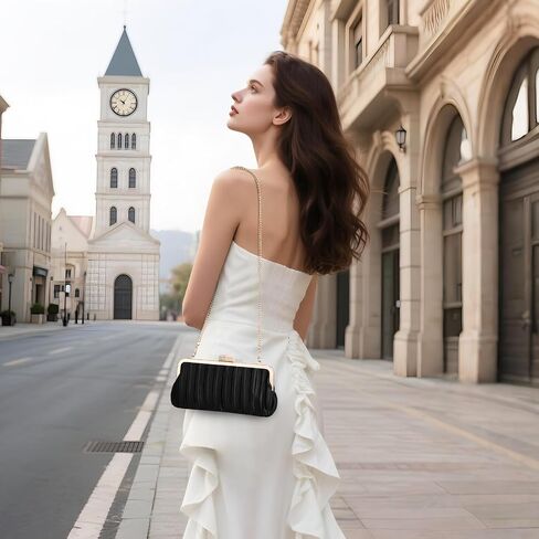 UBAYMAX Clutch Purses for Women Formal Evening Bag Elegant Pleated Satin Evening Clutch Handbags for Prom Party Wedding in Saudi Arabia