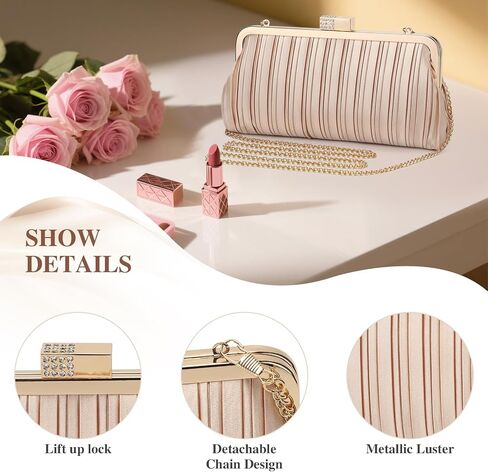 UBAYMAX Clutch Purses for Women Formal Evening Bag Elegant Pleated Satin Evening Clutch Handbags for Prom Party Wedding in Saudi Arabia