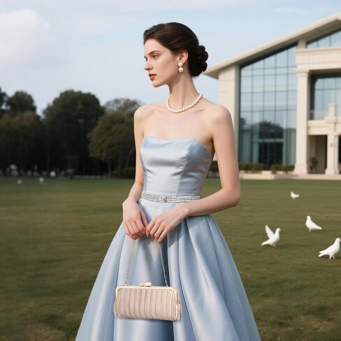 UBAYMAX Clutch Purses for Women Formal Evening Bag Elegant Pleated Satin Evening Clutch Handbags for Prom Party Wedding in Saudi Arabia