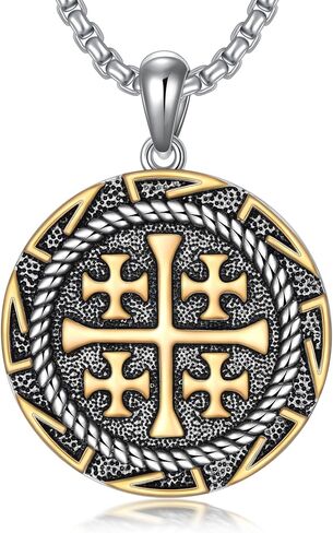 Jerusalem Cross Necklace for Men Women Sterling Silver Celtic Knot Cross Pendant Necklace Cross Jewelry for Birthday Christmas in Kuwait