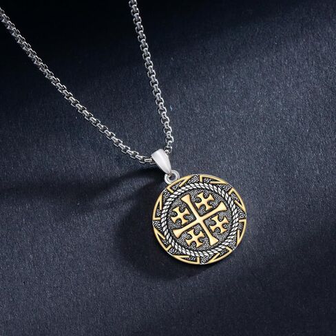 Jerusalem Cross Necklace for Men Women Sterling Silver Celtic Knot Cross Pendant Necklace Cross Jewelry for Birthday Christmas in Kuwait