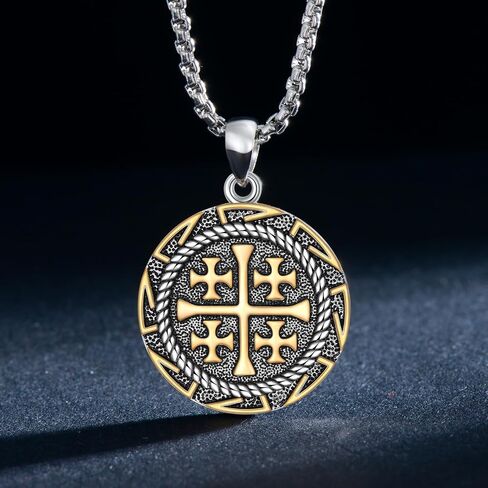 Jerusalem Cross Necklace for Men Women Sterling Silver Celtic Knot Cross Pendant Necklace Cross Jewelry for Birthday Christmas in Kuwait