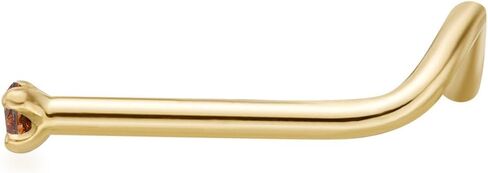 Lavari Jewelers 20 Gauge Brown Diamond Curved Nose Ring for Men or Women - 14k Yellow Gold Nose Stud - 0.01 0.02 0.05 Carat Diamond - 20G Unisex Hypoallergenic Body Piercing Jewelry in Kuwait