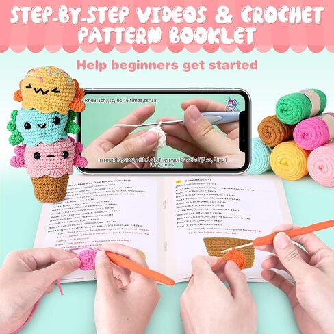 Crochetta Crochet Kit for Beginners, Beginner Crochet Kits for Adults with Step-by-Step Video Tutorials, DIY Knitting & Crocheting Craft Hobbies Supplies, 6 Pack Plants(40%+ Yarn) in Kuwait