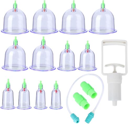 12pcs مجموعة العلاج الصينية الحجامة ، أكواب شفط الفراغ التقليدية لتخفيف وجع العضلات ، مواد ABS شفافة ، سهلة الاستخدام والحمل ، مثالية للاستخدام المنزلي والسفر in Kuwait