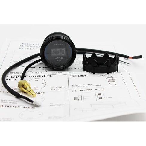 2.17 "12 فولت مقياس درجة حرارة الماء الرقمي ومقياس سرعة الدوران - شاشة إضاءة خلفية زرقاء للسيارات والشاحنات والدراجات النارية والقوارب in Kuwait